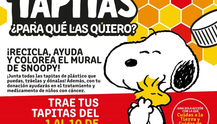 Snoopy inicia su segunda temporada de “Tapitas para qué las quiero”, en beneficio de los niños con cáncer y cierra su campaña en Plaza Satélite
